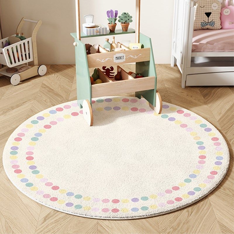 奶油风客厅地毯圆形儿童卧室加厚床边毯沙发茶几毯仿羊绒防滑椅垫,淘宝优惠券,粉丝福利购,淘宝优惠卷