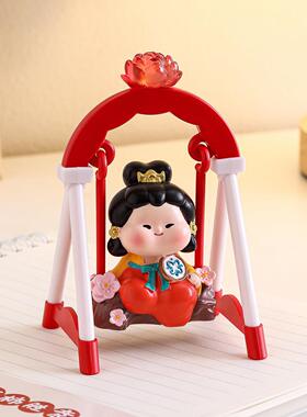 西安文创纪念品古风秋千唐仕女情绪稳定治愈小摆件办公室桌面装饰