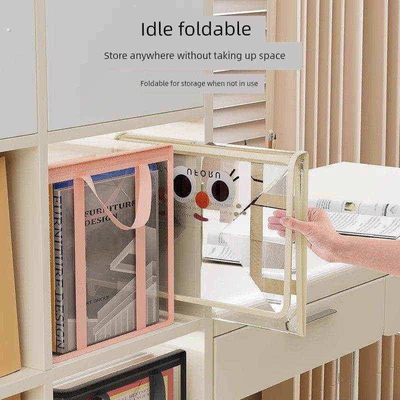 学生图书收纳盒教室家用防尘透明可折叠图书盒袋桌面旧书组织神器,淘宝优惠券,粉丝福利购,淘宝优惠卷