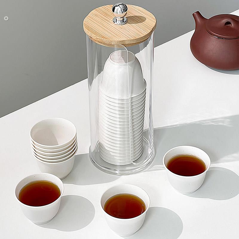 Disposable Kung Fu Tea Cup Storage Box Desktop Transparent Cup Holder Rice Shell Store Household Entertainment Cup Taker