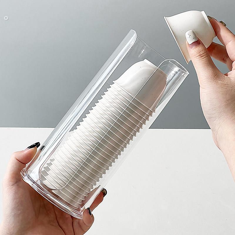 Disposable Kung Fu Tea Cup Storage Box Desktop Transparent Cup Holder Rice Shell Store Household Entertainment Cup Taker