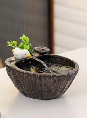 流水摆件循环水喷泉陶瓷客厅家庭财富办公室茶几前台装饰开幕礼品