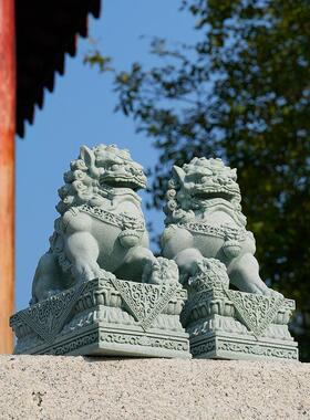 一对入口石狮饰品，镇屋入口庭院柱，前狮子开幕，好运和礼物赠送