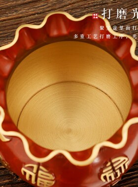 黄铜钱袋聚宝盆摆件存钱罐福袋家居办公室装饰品乔迁摆件开业礼品