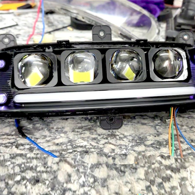 矩阵LED透镜大灯改装电动车远近光泡超亮平一字切线55W升级模组双,淘宝优惠券,粉丝福利购,淘宝优惠卷