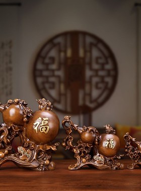 金蟾招财纳福葫芦摆件家居客厅酒柜装饰工艺礼品中式玄关摆设