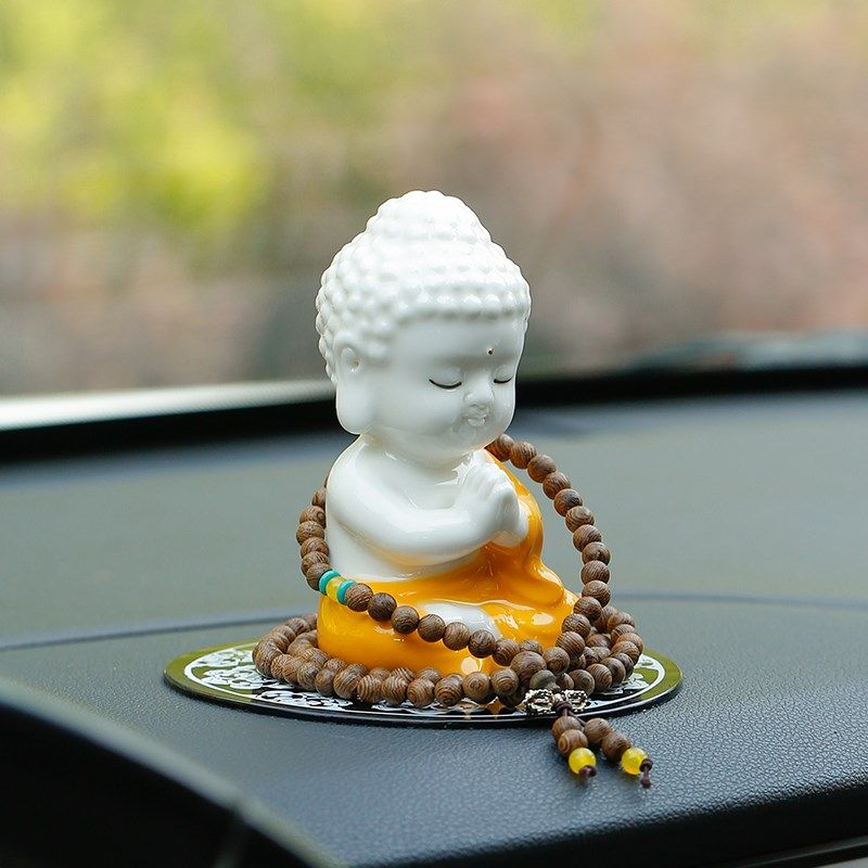 平安小如来汽车车载摆件创意陶瓷男士车内中控仪表台高档装饰用品,淘宝优惠券,粉丝福利购,淘宝优惠卷