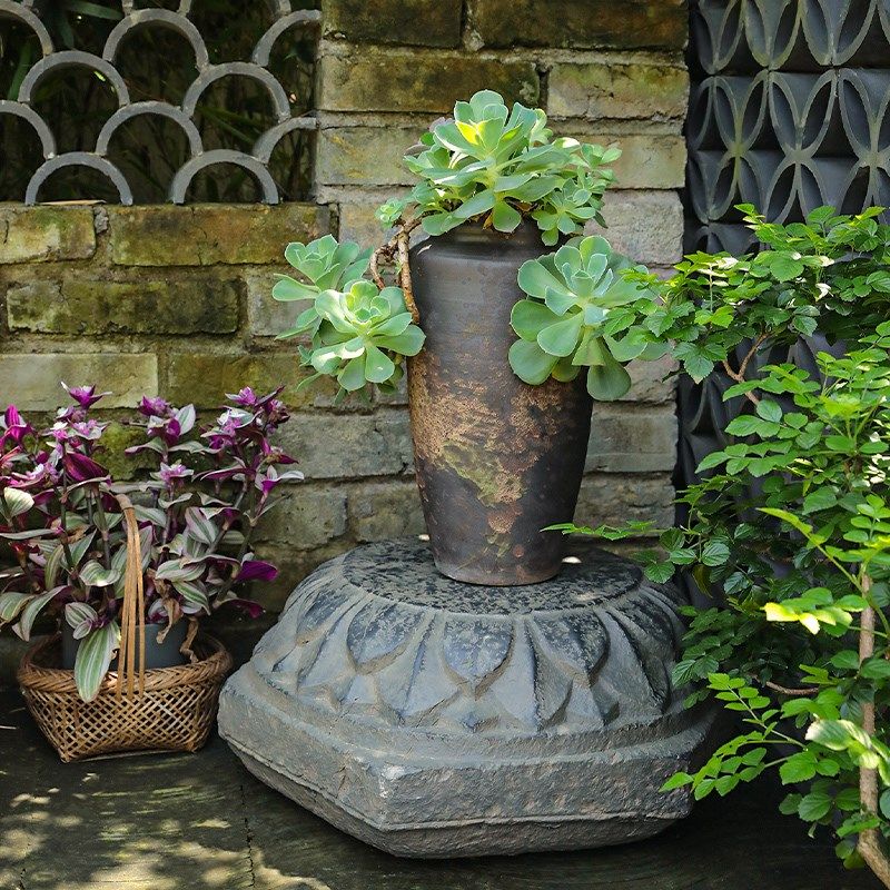 陋石坊庭院仿石墩子底座花园造景布置中式园林仿古做旧装饰摆件,淘宝优惠券,粉丝福利购,淘宝优惠卷