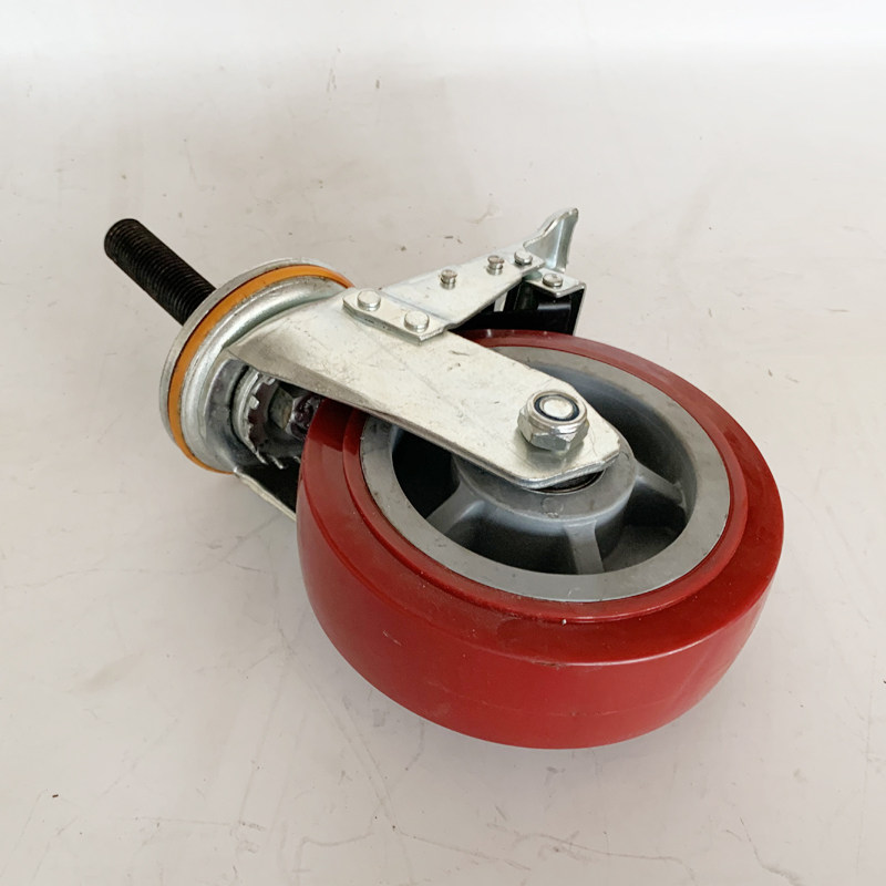 M20重型加长丝杆轮尼龙聚氨酯包胶万向轮螺纹机械承重刹车脚轮子,淘宝优惠券,粉丝福利购,淘宝优惠卷