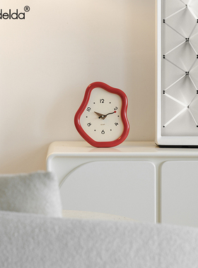 Mandelda奶油风家居客厅台式时钟玄关桌面摆件电视柜座钟装饰品