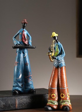 复古创意乐队人物摆件酒柜家居客厅书柜电子琴萨克斯装饰品摆设