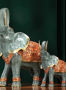 吉祥富贵黄铜富贵吉祥大象摆件一对家居装饰摆设乔迁新居礼