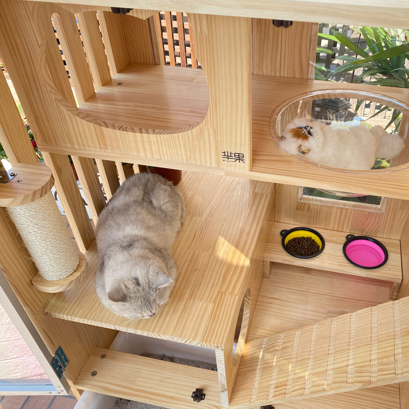 家用不占地小户型猫窝猫别墅带厕所猫柜室内一体式猫笼实木猫屋,淘宝优惠券,粉丝福利购,淘宝优惠卷