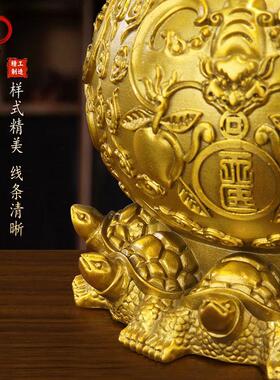 黄铜天医葫芦摆件八卦九龟阵开盖空心葫芦中式客厅玄关特大号摆件