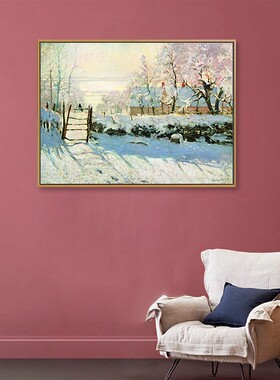 莫奈装饰画客厅挂画喜鹊卧室餐厅玄关沙发背景墙印象派壁画