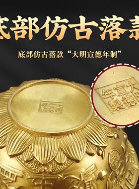 聚宝盆纯铜八方来财聚宝盆招财聚财生财进宝纯黄铜开 过客厅家用
