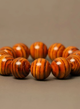 枫博士 | 正宗海南20mm黄花梨手串黄金底虎皮纹单圈男 多样性发一