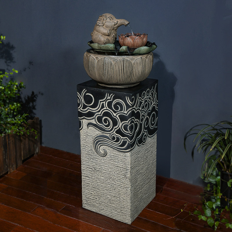 办公室装饰大象吐水流水生财摆件循环水茶室布置鱼池茶桌水系景观,淘宝优惠券,粉丝福利购,淘宝优惠卷