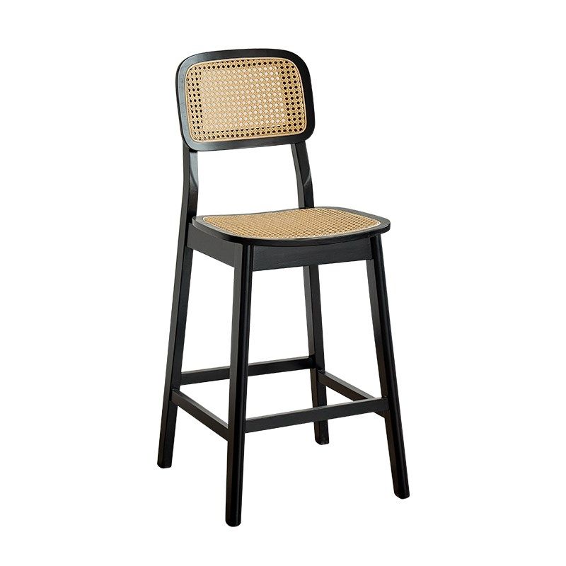 中古风实木吧台椅家用椅子岛台椅侘寂凳子藤编吧椅酒吧椅高脚靠背,淘宝优惠券,粉丝福利购,淘宝优惠卷