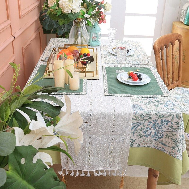 家饰软装搭配套装田园风格餐桌椅桌布坐垫餐垫桌旗餐厅一整套布艺,淘宝优惠券,粉丝福利购,淘宝优惠卷
