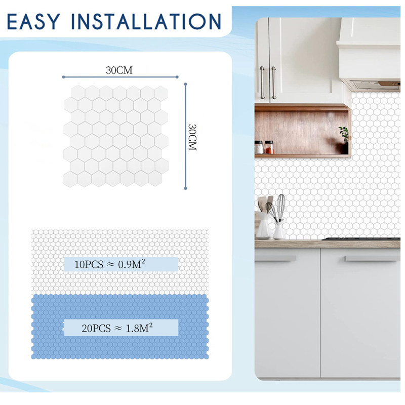 北欧六角形几何厨房防油耐高温贴纸卫生间防水自粘墙贴美化装饰,淘宝优惠券,粉丝福利购,淘宝优惠卷