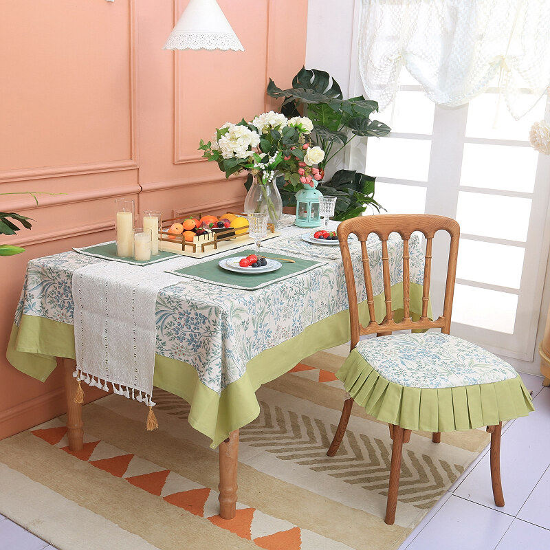 家饰软装搭配套装田园风格餐桌椅桌布坐垫餐垫桌旗餐厅一整套布艺,淘宝优惠券,粉丝福利购,淘宝优惠卷