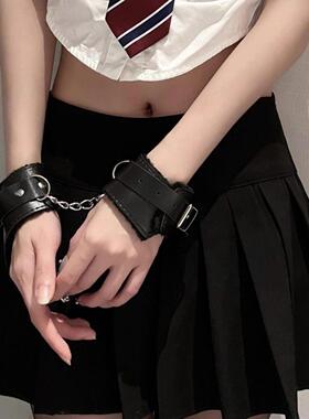 道具手铐毛绒pu皮革手铐剧本杀游戏道具手錬加重情侣加厚脚铐男女