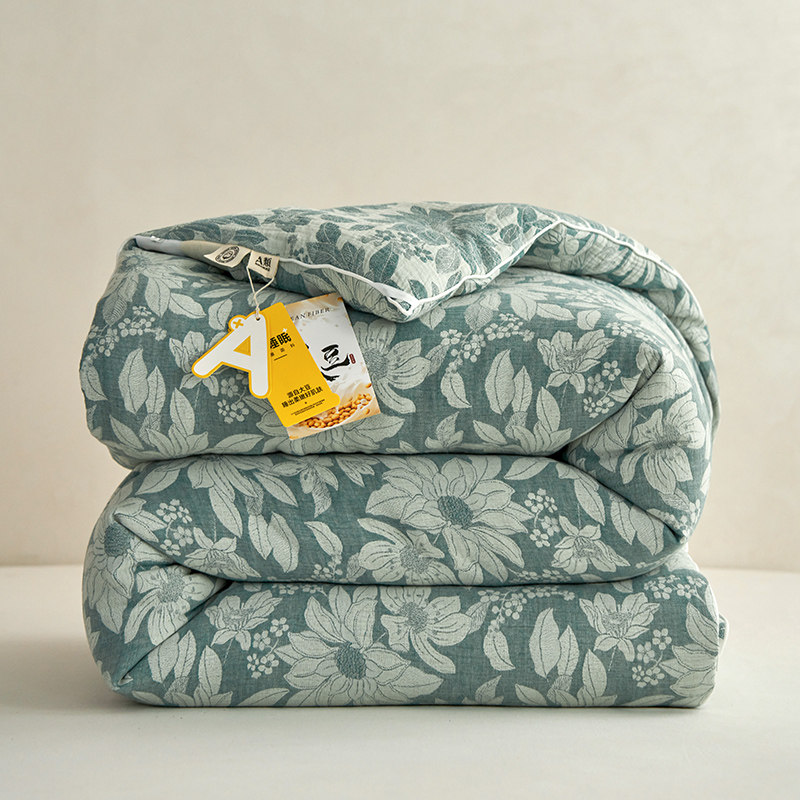 A类全棉色织大提花双层纱大豆冬被纯棉纱布春秋被可水洗棉被褥子,淘宝优惠券,粉丝福利购,淘宝优惠卷