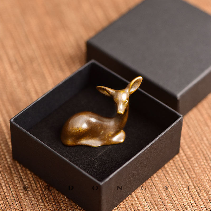 东意文房 黄铜书房小卧鹿笔搁笔架镇纸尺国画书法书房摆件毛笔托,淘宝优惠券,粉丝福利购,淘宝优惠卷