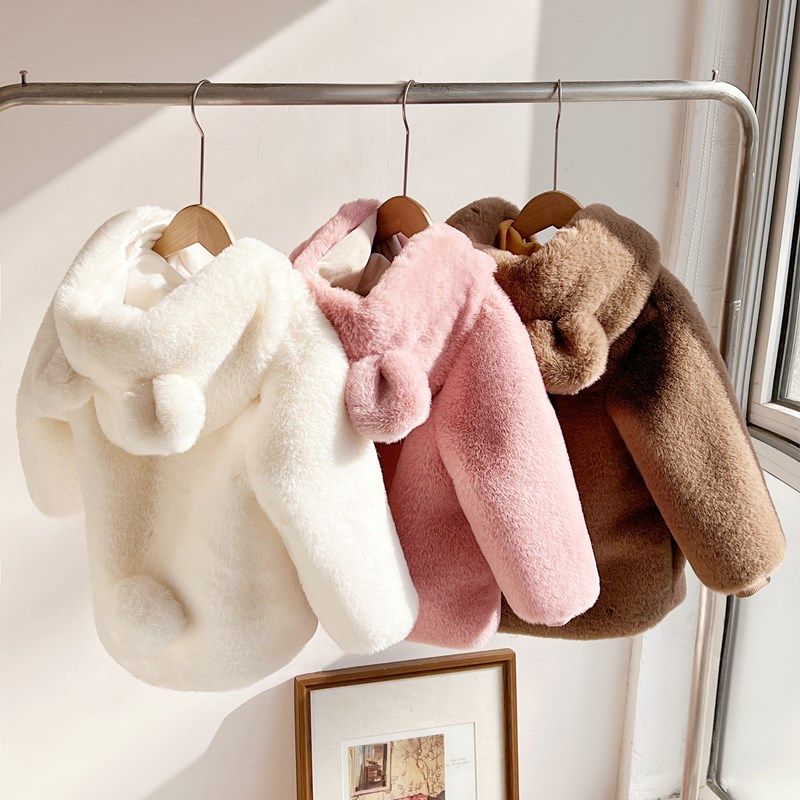 儿童皮草仿兔绒加绒加厚棉衣女童男童小宝宝连帽外套中长款冬季韩,淘宝优惠券,粉丝福利购,淘宝优惠卷