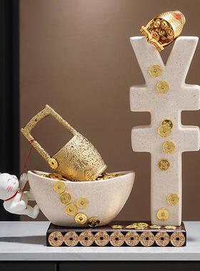 办公室元宝聚宝盆一桶金摆件招财猫聚财客厅玄关装饰开业乔迁礼物