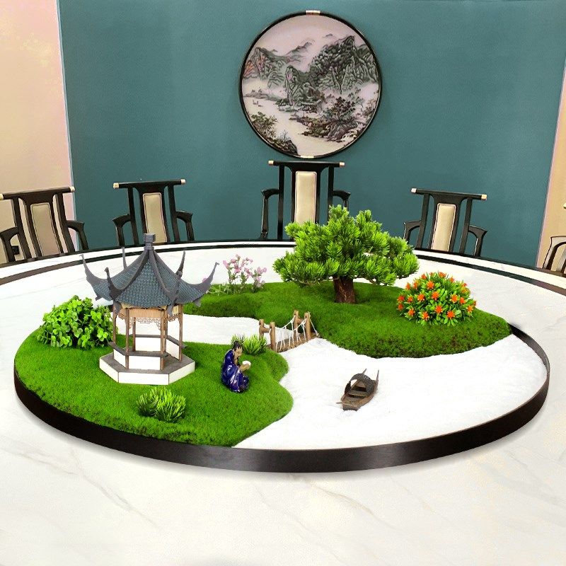 酒店餐桌转盘中间摆件微缩景观造景装饰创意山水桌花圆桌摆花摆设,淘宝优惠券,粉丝福利购,淘宝优惠卷