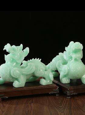 玉石霸王招财貔貅摆件客厅酒柜装饰品办公室桌面摆设店铺开业礼品