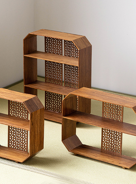 茶具博古架竹艺茶壶摆件紫砂壶架子大小型式桌面摆放小置物重竹