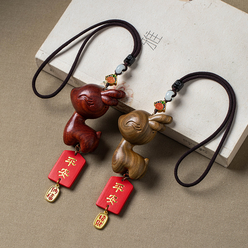 一路平安檀木小鹿汽车后视镜挂件可爱车载车内吊坠创意摆件手把件,淘宝优惠券,粉丝福利购,淘宝优惠卷