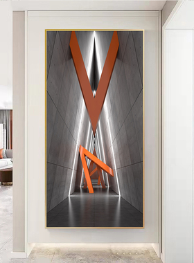 黑白光影立体空间玄幻感装饰画欧式建筑抽象玄关挂画走廊过道壁画