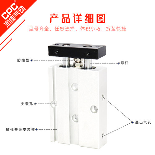 原装CPC润佳TN双轴双导杆气缸TDA/HN10/16/20*10*20*30*40*50*60S - 图1