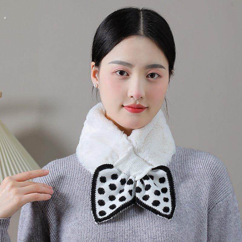 毛绒围巾女款2025新款冬季氛围感可爱百搭保暖交叉毛领围脖护颈,淘宝优惠券,粉丝福利购,淘宝优惠卷