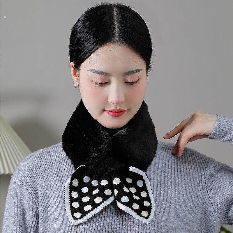毛绒围巾女款2025新款冬季氛围感可爱百搭保暖交叉毛领围脖护颈,淘宝优惠券,粉丝福利购,淘宝优惠卷