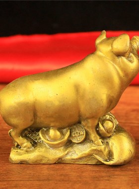 纯铜猪摆件小猪金猪生肖猪家居客厅饰品工艺品办公室桌面摆放