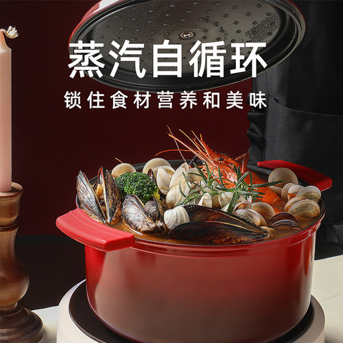 NORBERT.W微压珐瑯锅家用炖锅炖盅汤锅焖烧锅不沾锅电磁炉闷煮锅 - 图0