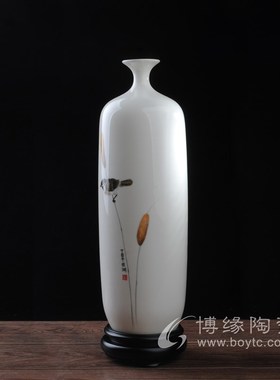 吉祥花鸟陶瓷花瓶德化白瓷客厅家居办公室桌面摆放礼品礼盒装饰品