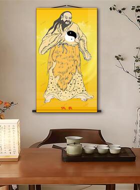 三皇人物女娲娘娘画像伏羲炎帝神农黄帝神像装饰画挂画新款卷轴画