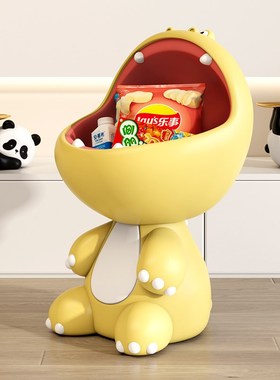 创意卡通大嘴恐龙零食收纳神器客厅卧室床边落地摆件装饰乔迁礼物