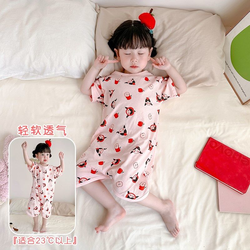 女童睡裙夏季薄款纯棉儿童连体睡衣夏天宝宝空调房睡袍防踢家居服,淘宝优惠券,粉丝福利购,淘宝优惠卷