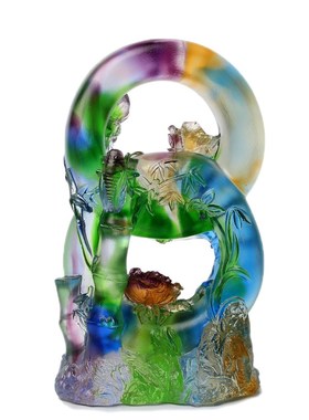 琉璃摆件工艺品祝福竹子客厅酒柜办公室装饰摆设新婚结婚礼品定制