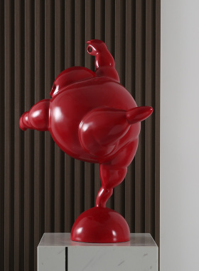 新中式抽象人物摆件玄关客厅招财 酒店售楼处商业中心红色雕塑