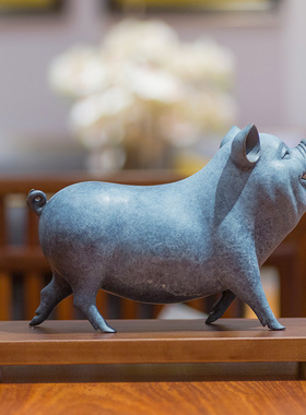 铜韵堂丨彩铜可爱猪中式摆件福气家居装饰客厅酒柜玄关生肖猪礼品