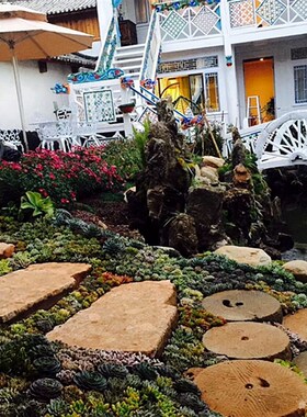 庭院石头装饰 园艺石板圆形石磨板 花园造景装饰景观铺地石头天然