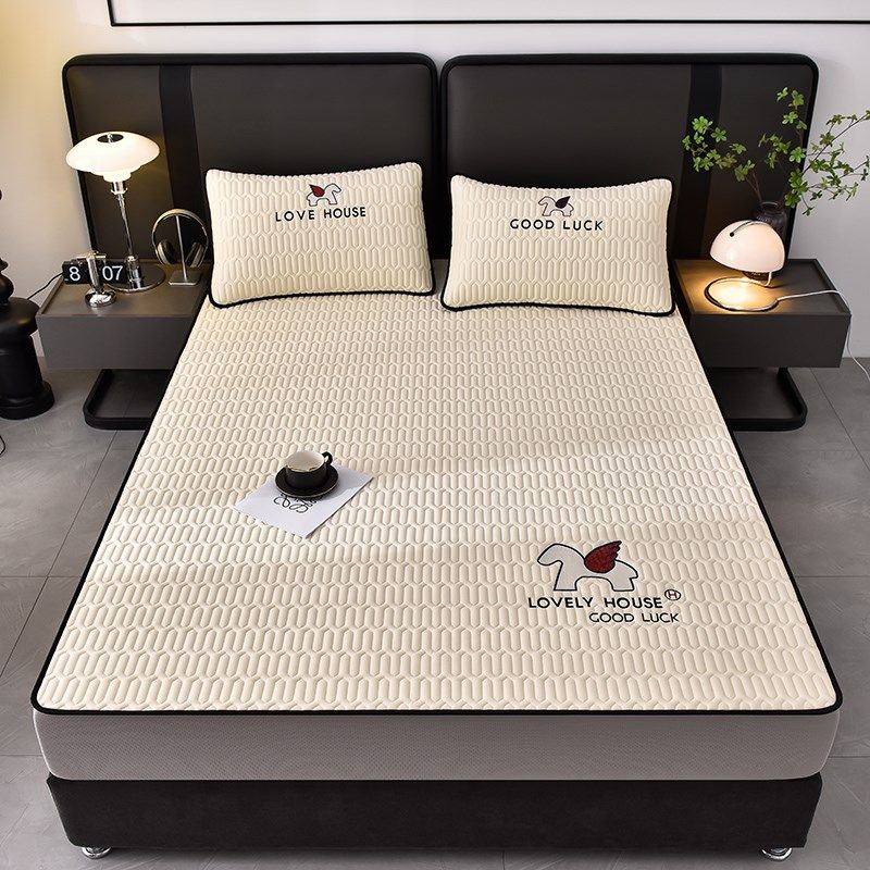 高端刺绣乳胶凉席床笠款三件套夏季凉感丝柔软裸睡可机洗空调软席,淘宝优惠券,粉丝福利购,淘宝优惠卷